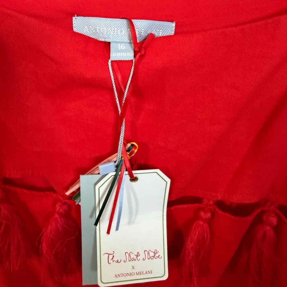 NWT Antonio Melani x The Nat Note Cici Tassel Linen blend Maxi Dress Size 16 - Picture 6 of 9